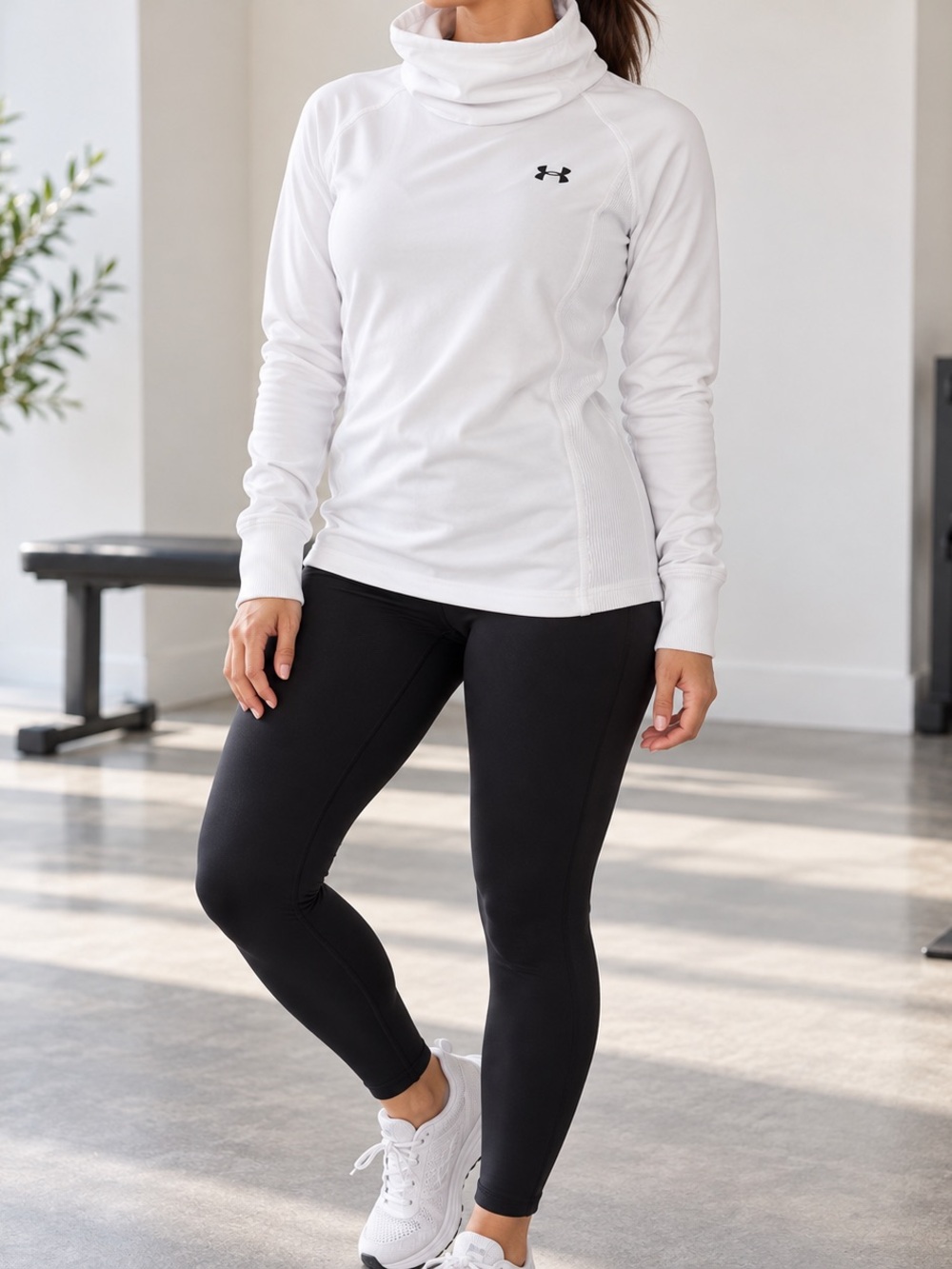 Under Armour White Long-Sleeve Turtleneck Performance Top